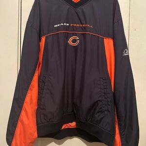 Vintage Reebok Chicago Bears NFL Pullover Jacket - Navy & Orange MENS size 2XL
